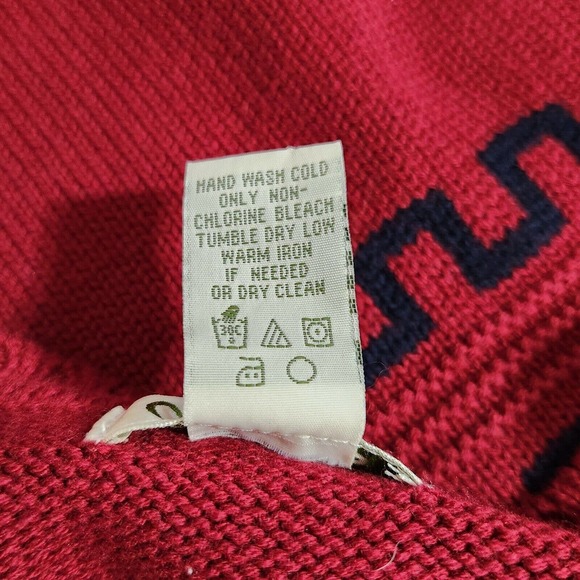 Orvis Womens Pullover Sweater Size XL Red Wool Blend Long Sleeve Aztec Indian - Picture 6 of 7